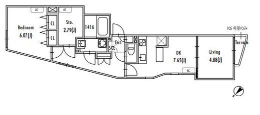 GRAN PASEO 池尻大橋 (グランパセオ池尻大橋)　105号室　間取り