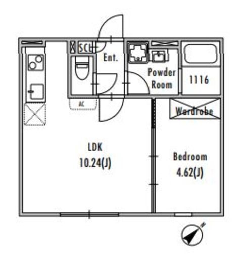GRAN PASEO 池尻大橋 (グランパセオ池尻大橋)　202号室　間取り