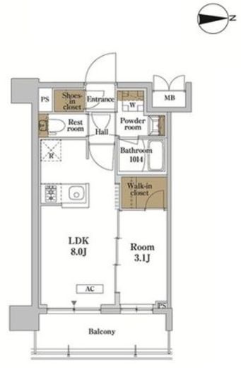 RJRプレシア蒲田　508号室　間取り