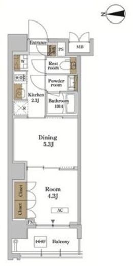 RJRプレシア蒲田　514号室　間取り