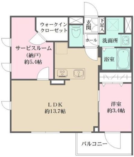La Perla 桜新町　405号室　間取り