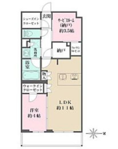 La Perla JiyugaokaⅡ (ラペルラ自由が丘Ⅱ)　002号室　間取り