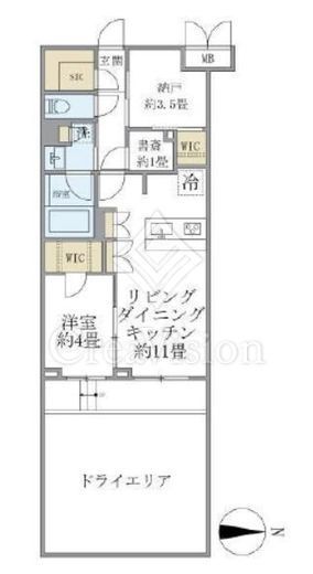 Ｌａ　Ｐｅｒｌａ　ＪｉｙｕｇａｏｋａＩＩ　002号室　間取り