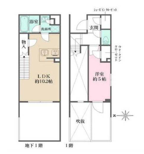 La Perla JiyugaokaⅡ (ラペルラ自由が丘Ⅱ)　105号室　間取り