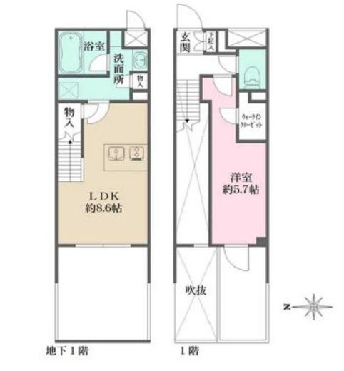 La Perla JiyugaokaⅡ (ラペルラ自由が丘Ⅱ)　106号室　間取り
