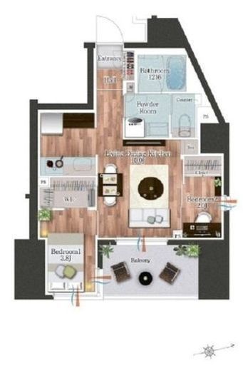 デュオフラッツ池尻大橋ノリス　802号室　間取り