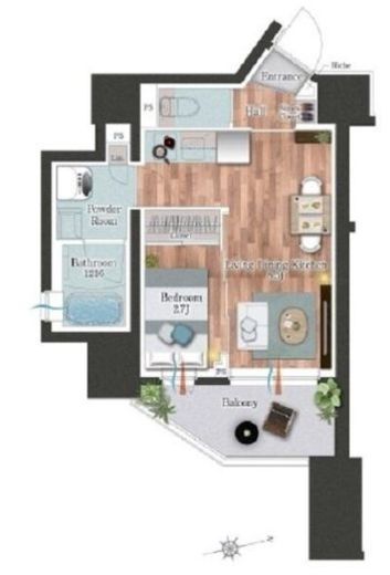 デュオフラッツ池尻大橋ノリス　701号室　間取り