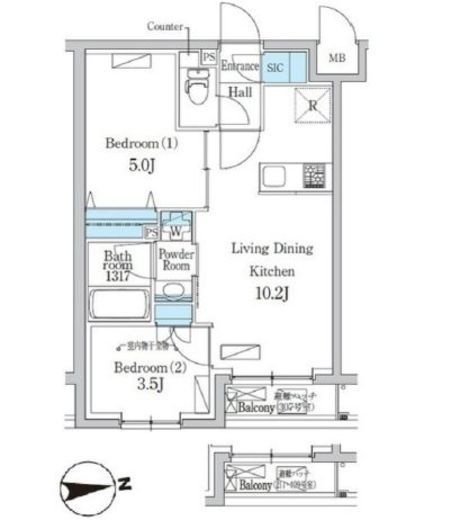 デュオフラッツ千歳船橋　410号室　間取り