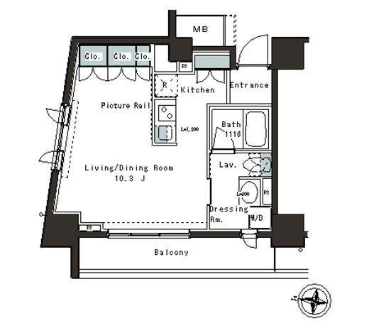 パークアクシス本郷の杜　801号室　間取り