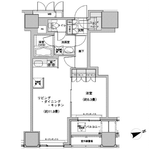 ウエストパークタワー池袋　1112号室　間取り