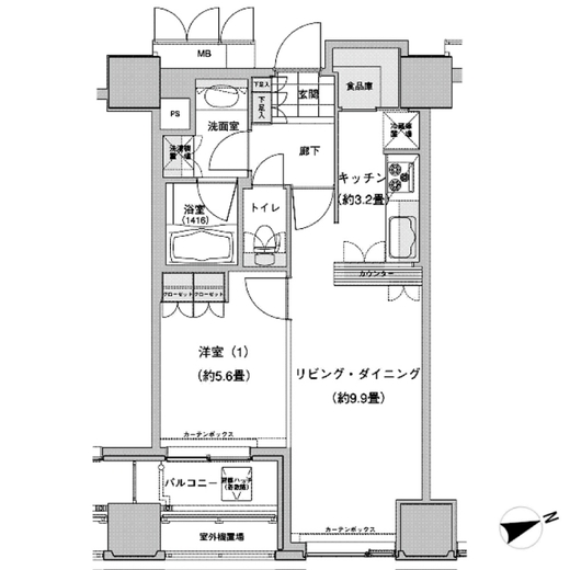 ウエストパークタワー池袋　1311号室　間取り