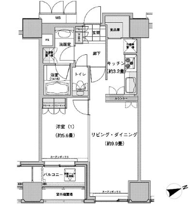 ウエストパークタワー池袋　1711号室　間取り