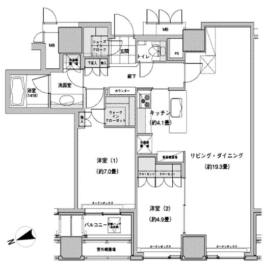 ウエストパークタワー池袋　3002号室　間取り