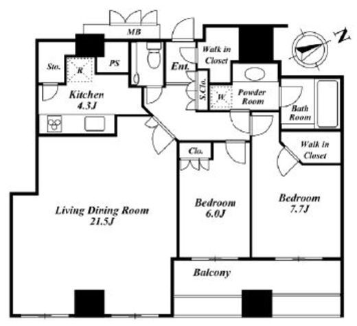 ウエストパークタワー池袋　3207号室　間取り