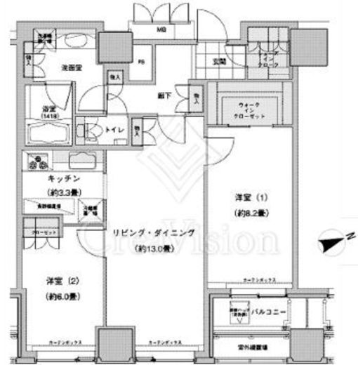ウエストパークタワー池袋　2408号室　間取り