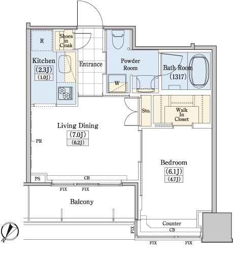 レジディアタワー上池袋 タワー棟　1506号室　間取り