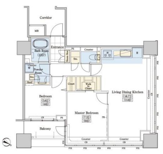 レジディアタワー上池袋 タワー棟　1510号室　間取り