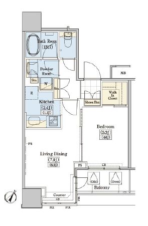 レジディアタワー上池袋 タワー棟　1814号室　間取り