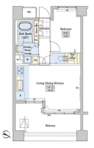 レジディアタワー上池袋 タワー棟　527号室　間取り
