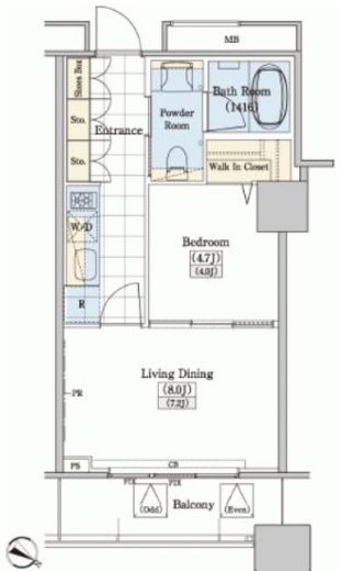レジディアタワー上池袋 タワー棟　711号室　間取り