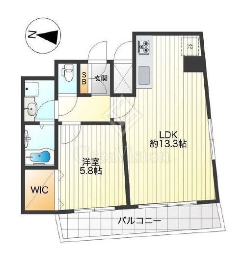 クレイシア文京春日　12F1号室　間取り