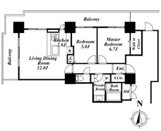 ロイヤルパークスタワー南千住　1101号室　間取り