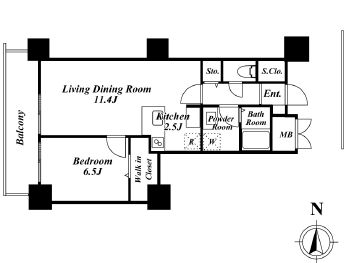 ロイヤルパークスタワー南千住　1206号室　間取り