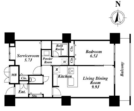 ロイヤルパークスタワー南千住　1714号室　間取り