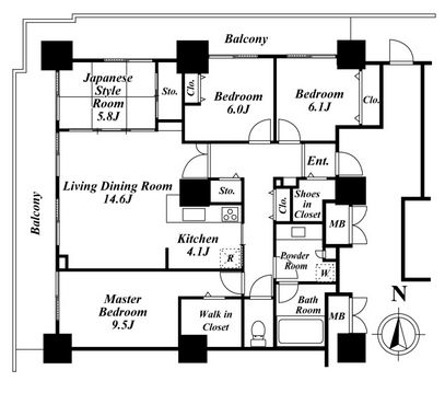 ロイヤルパークスタワー南千住　2015号室　間取り