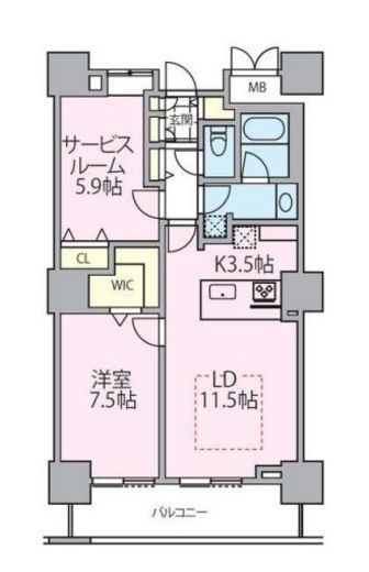 ロイヤルパークスタワー南千住　2414号室　間取り