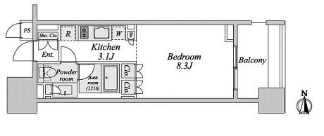 レジディア芝浦KAIGAN　303号室　間取り