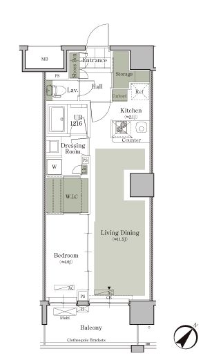 パークキューブ西ヶ原ステージ　809号室　間取り