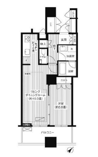 エアライズタワー　707号室　間取り