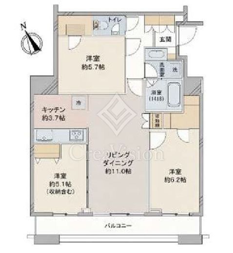 エアライズタワー　2312号室　間取り