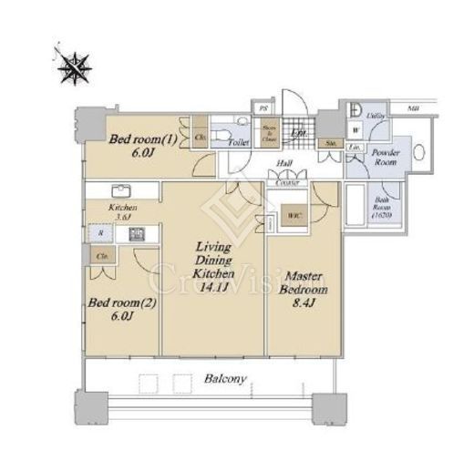 セントラルレジデンス シティタワー池袋　25F1号室　間取り