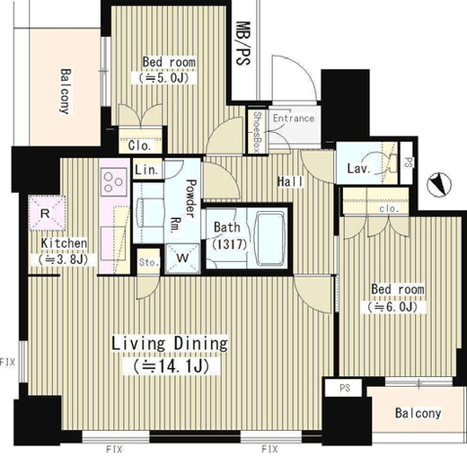 パークタワー池袋イーストプレイス　2806号室　間取り
