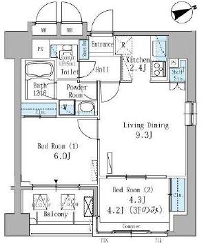 パークアクシス駒込　303号室　間取り