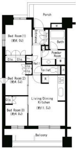 パークアクシス大塚　1401号室　間取り
