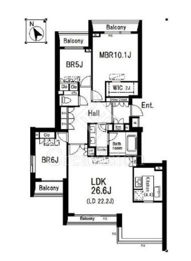 目白ガーデンヒルズ　6F4号室　間取り