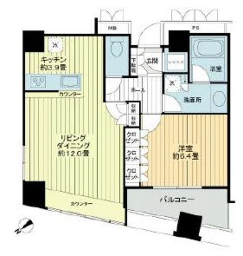新宿アインスタワー　2401号室　間取り