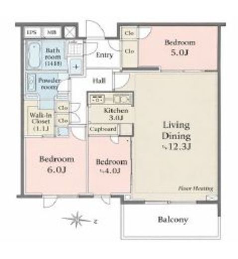 ザ・パークハウス小日向　3F1号室　間取り