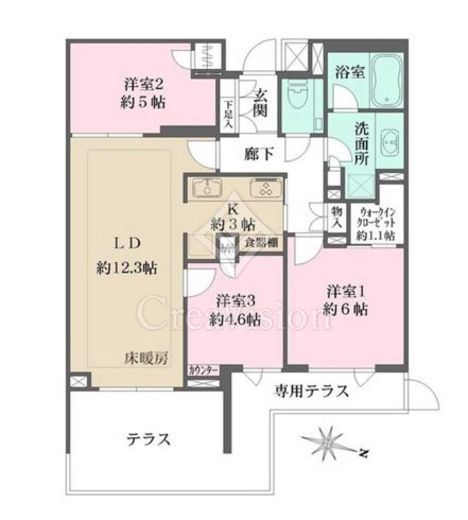 ザ・パークハウス小日向　102号室　間取り