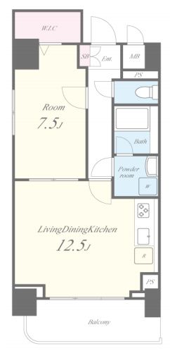 グラシーナ文京　801号室　間取り