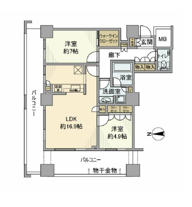 イーストコモンズ清澄白河セントラルタワー　21F号室　間取り