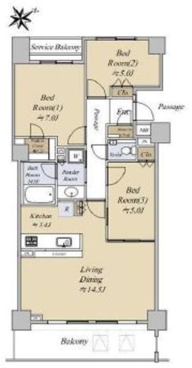 シティテラス目白　8F3号室　間取り