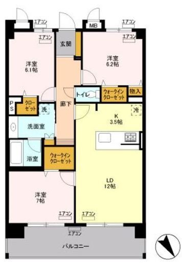 ロイヤルパークスリバーサイド　518号室　間取り