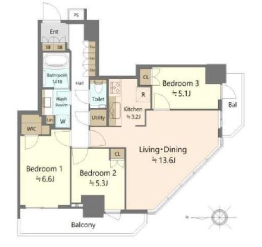 パークハウス清澄白河タワー　1609号室　間取り