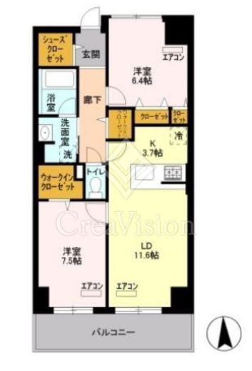 ロイヤルパークスシーサー　405号室　間取り