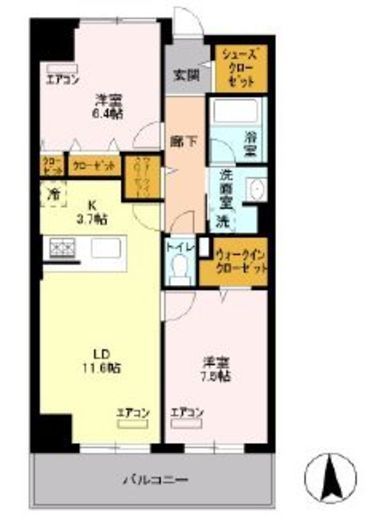 ロイヤルパークスシーサー　502号室　間取り