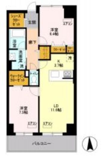 ロイヤルパークスシーサー　804号室　間取り